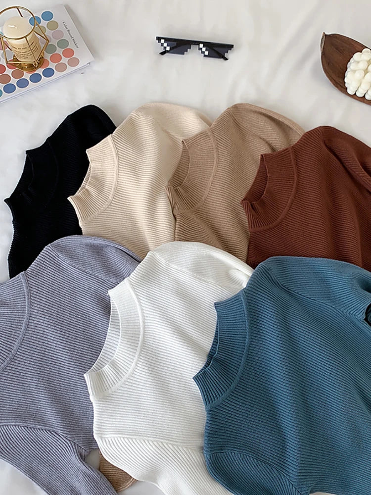 Trendora™ Pull Côtelé Col Montant – Multi-couleurs