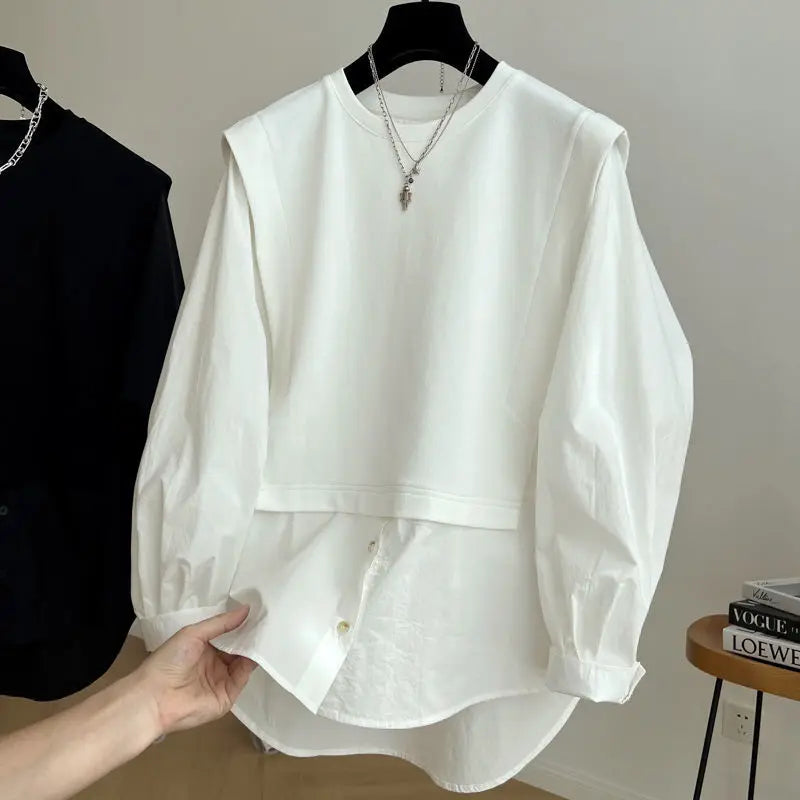 Trendora™ Chemise Oversize Minimal – Noir & Blanc