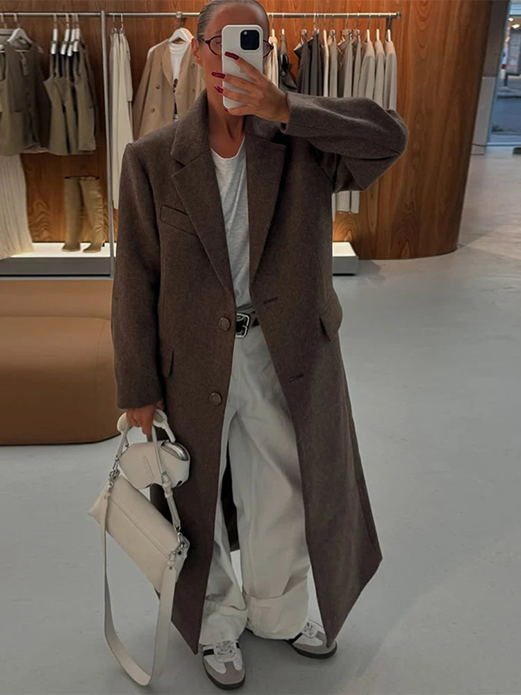 Manteau Élégance d’Hiver™ – Coupe Longue & Épaules Structurées