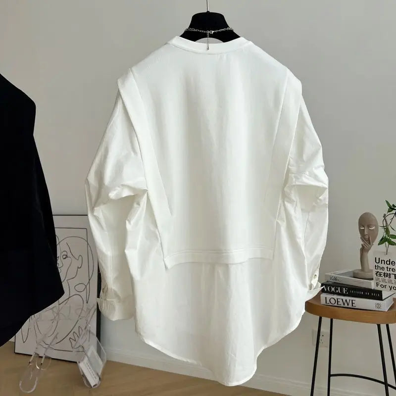 Trendora™ Chemise Oversize Minimal – Noir & Blanc