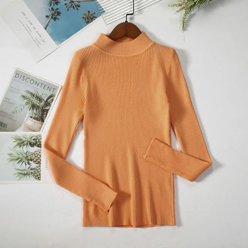 Trendora™ Pull Côtelé Col Montant – Multi-couleurs