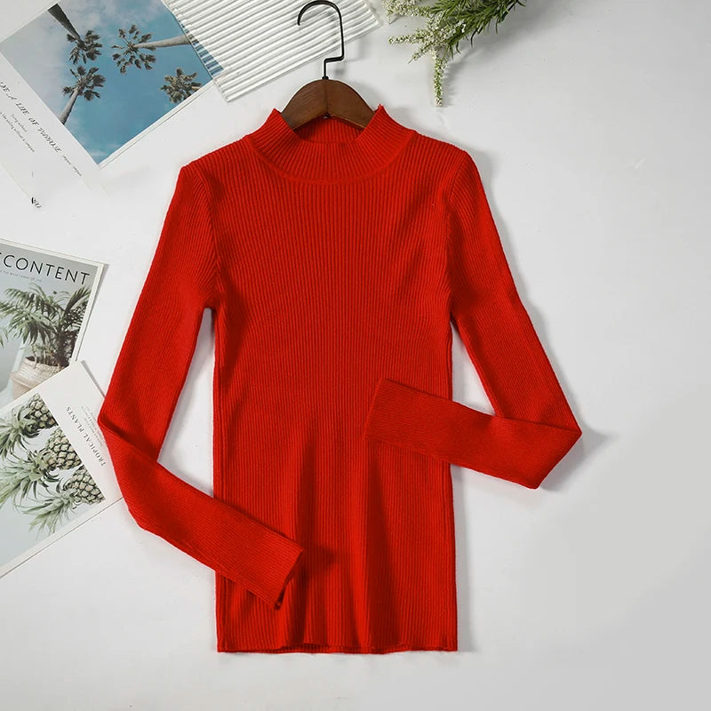 Trendora™ Pull Côtelé Col Montant – Multi-couleurs